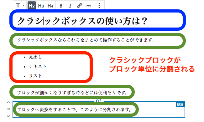 ブロックに変換を実行後